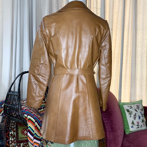 80s Midi Belted Leather Jacket - Picture 3 of 8